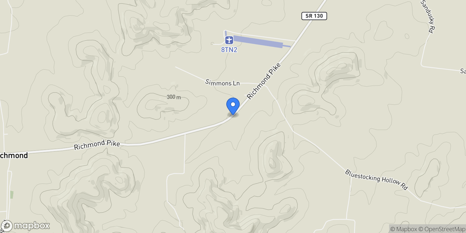 Map showing 2131 Highway 130 W, Shelbyville, Tennessee, United States.