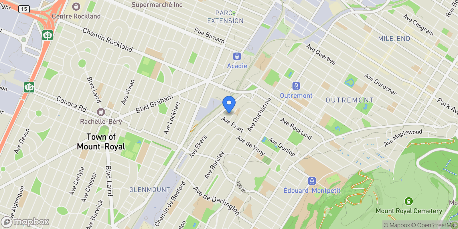 Map showing 1803 Av. Glendale 302, Montréal, Quebec, Canada.