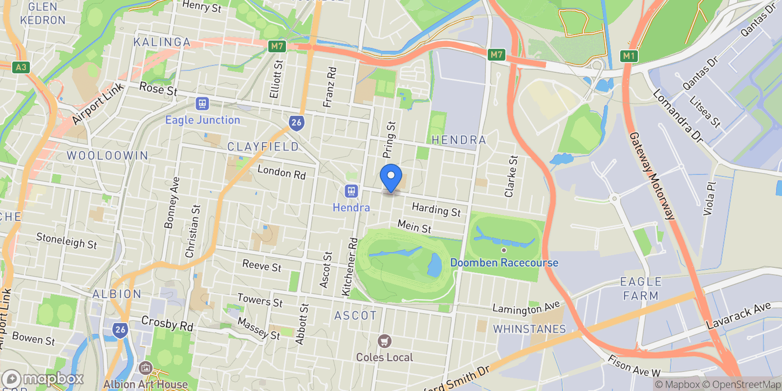 Map showing 1 Goble Street Hendra, Brisbane, QLD 4011, Brisbane, Queensland, Australia.
