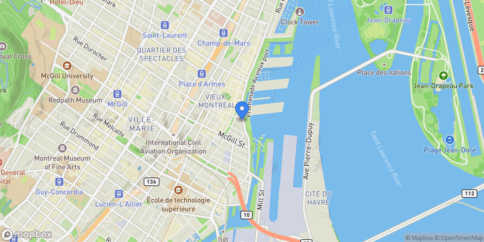 Map showing 291 Rue de la Commune O. 23, Montréal, Quebec, Canada.