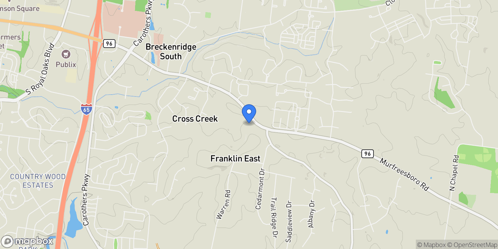 Map showing 4115 Murfreesboro Rd, Franklin, Tennessee, United States.