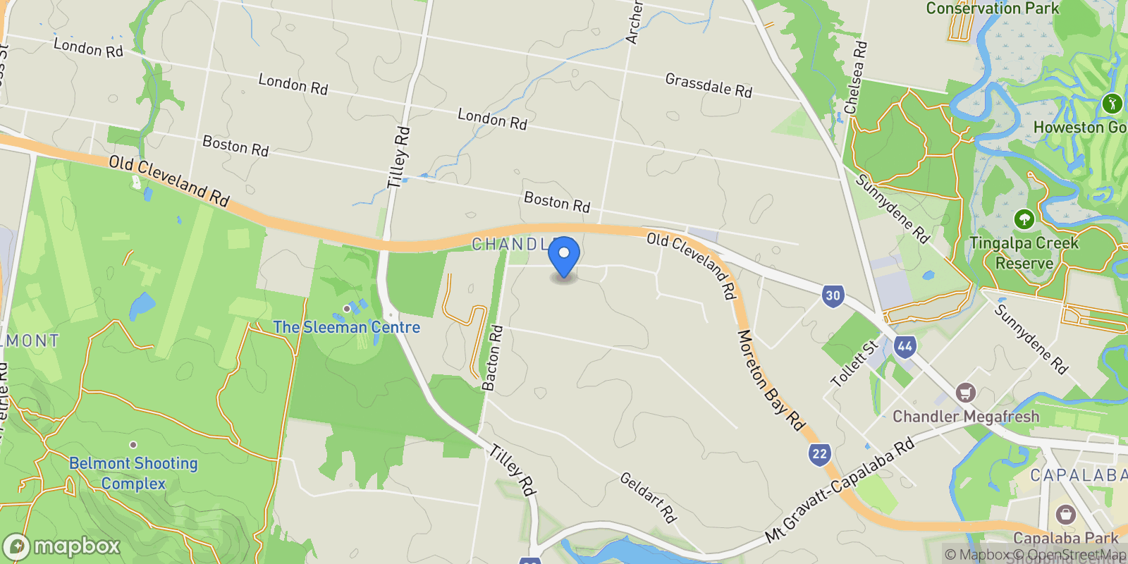 Map showing 129 Charleton Street Chandler, Brisbane, QLD 4155, Brisbane, Queensland, Australia.