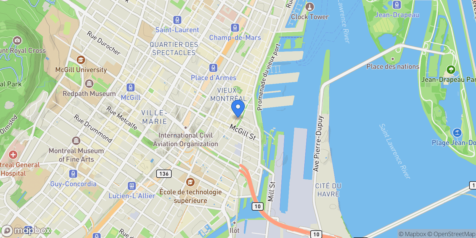Map showing 357 Place D'Youville 402, Montréal, Quebec, Canada.
