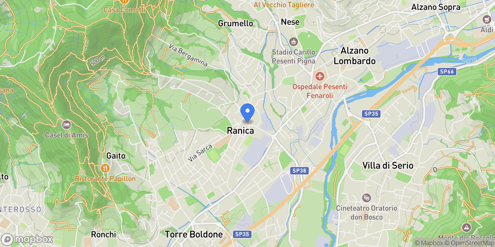 Map showing Ranica, Lombardy, Italy.