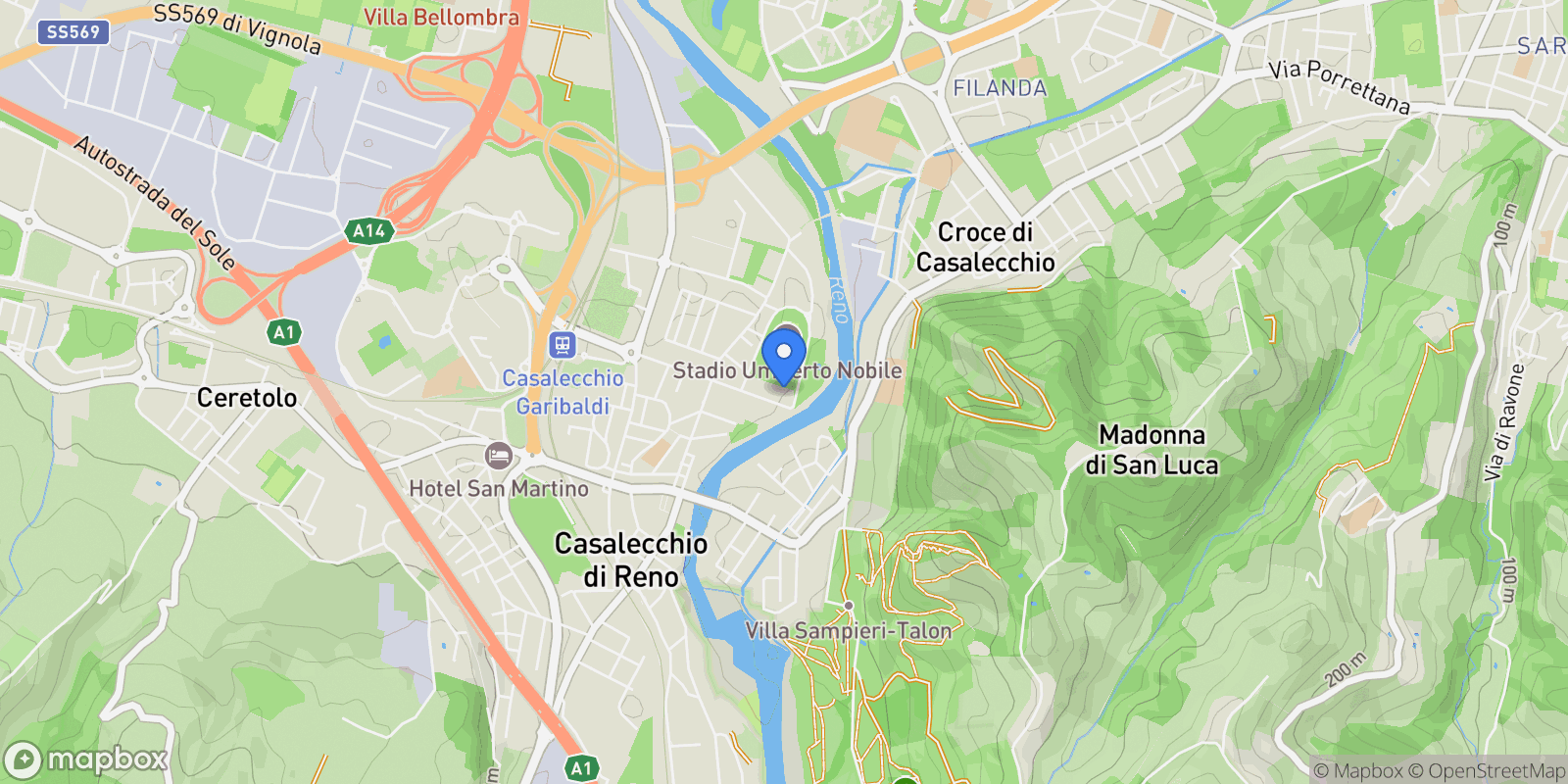 Map showing Casalecchio di Reno, Emilia-Romagna, Italy.