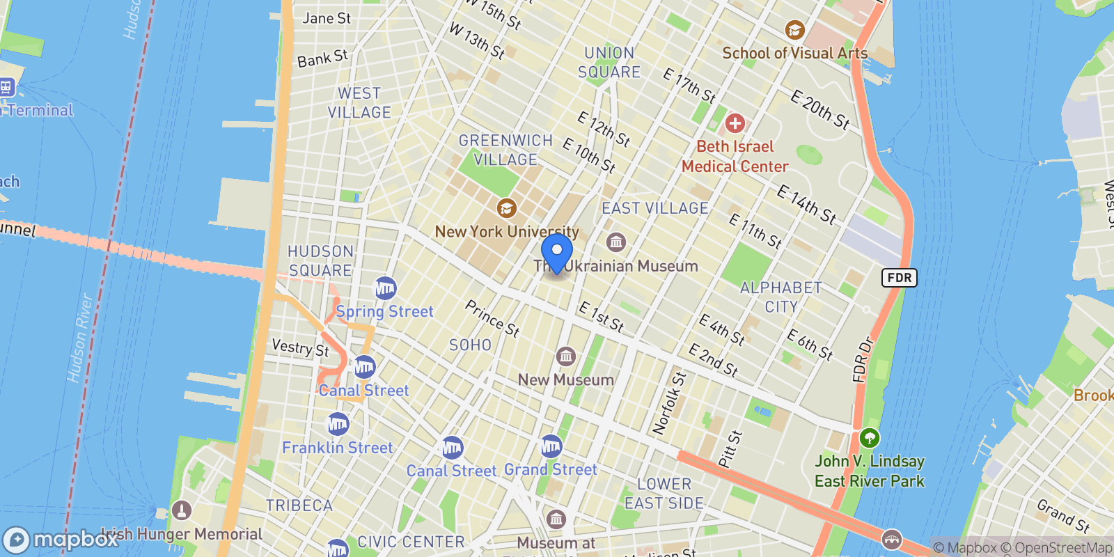 Map showing 35 BOND ST, New York, New York, United States.