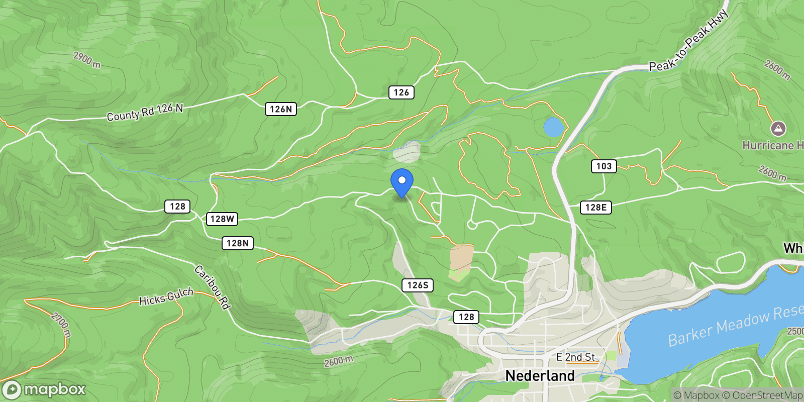 Map showing 25 Ridge View Rd, Nederland, CO 80466, Nederland, Colorado, United States.