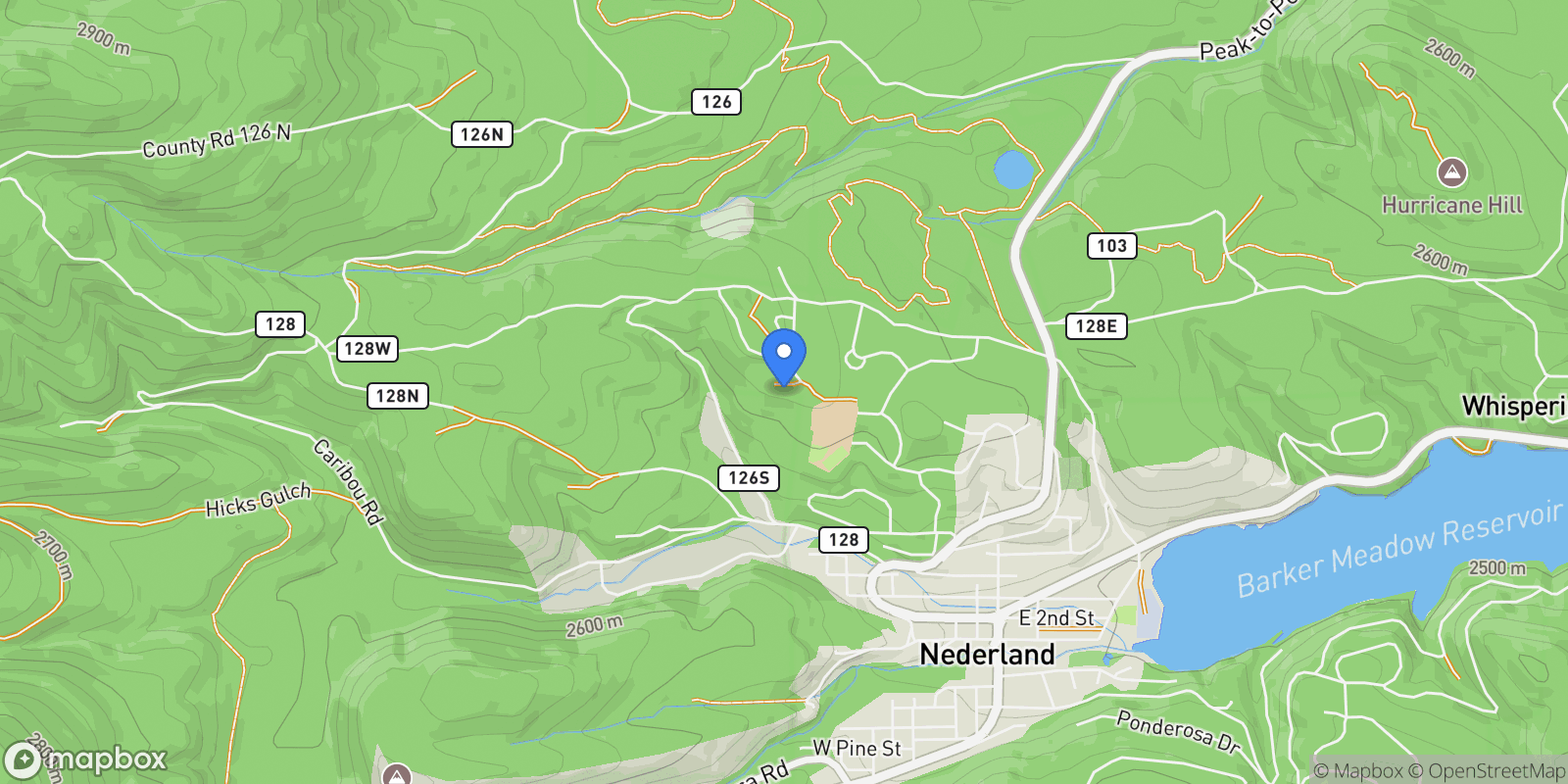 Map showing 5 Ridge View Rd, Nederland, CO 80466, Nederland, Colorado, United States.