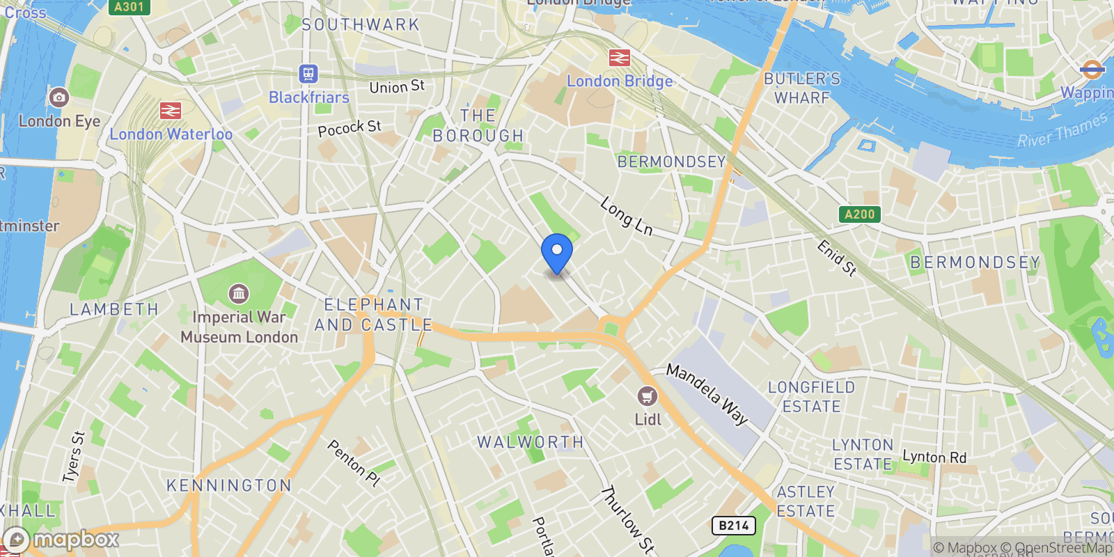 Map showing Trundle Street, Borough, London, England, United Kingdom.