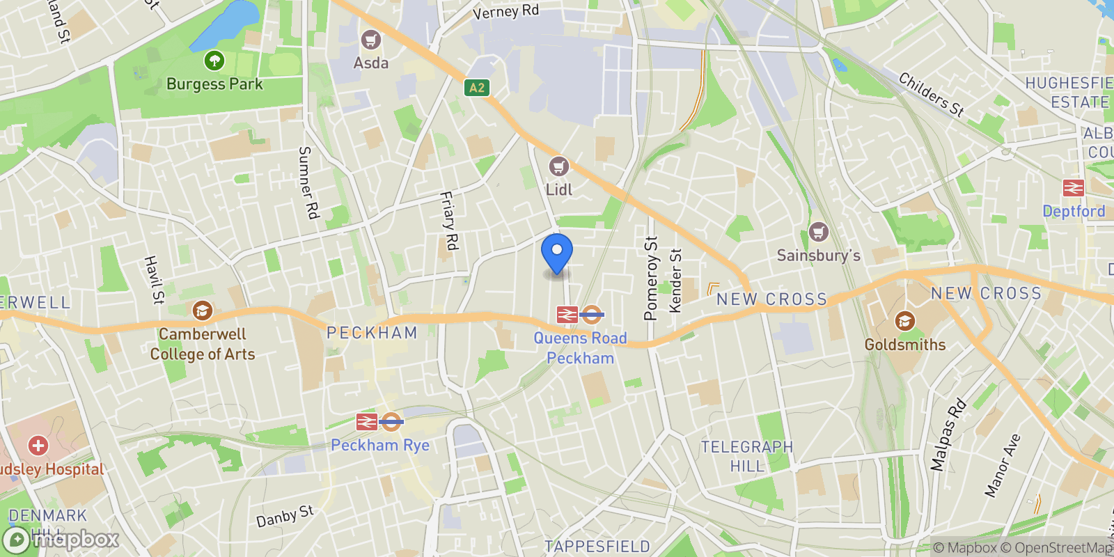 Map showing Consort Road, Peckham, England, United Kingdom.