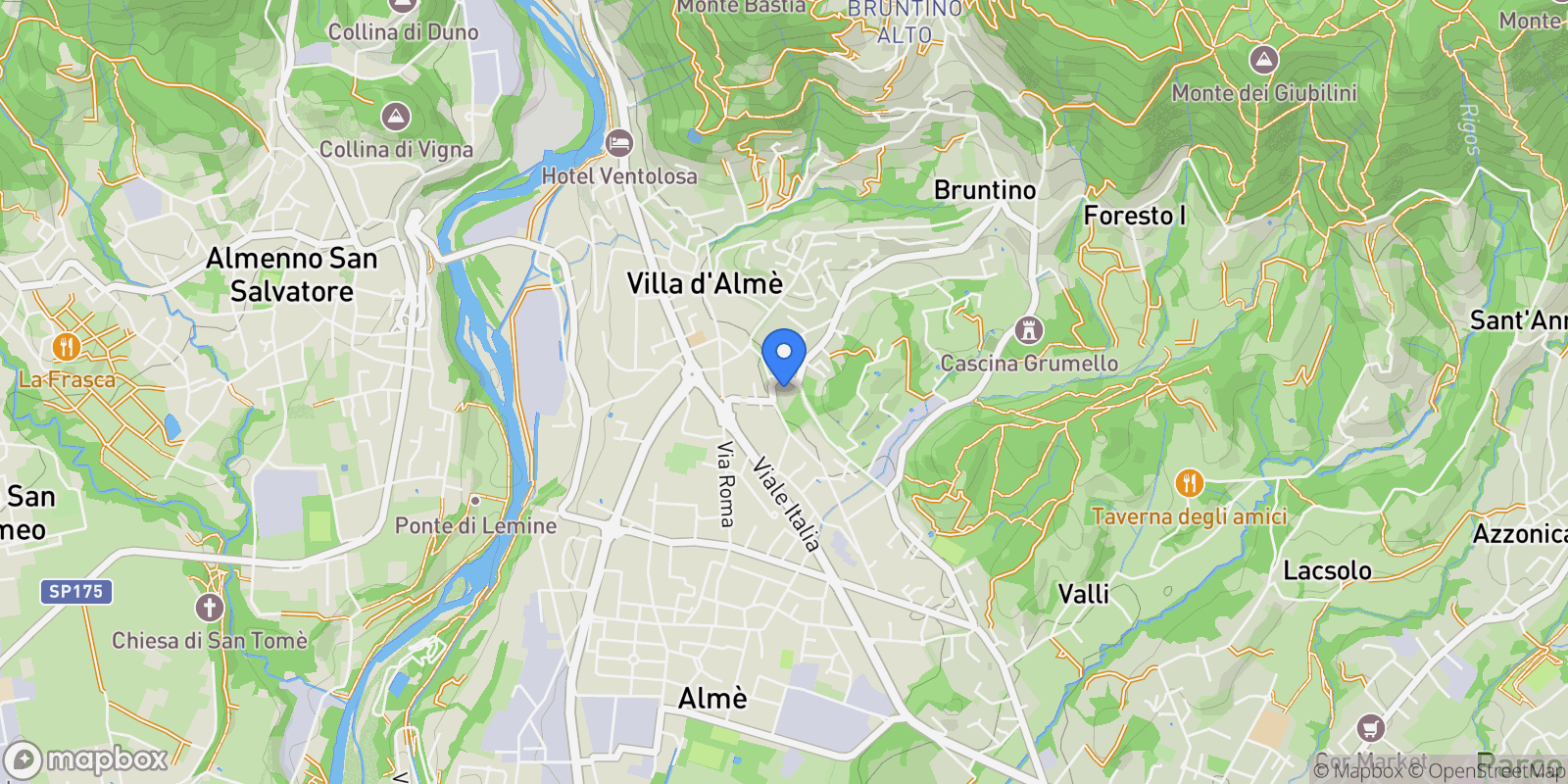 Map showing Villa d'Almè, Lombardy, Italy.
