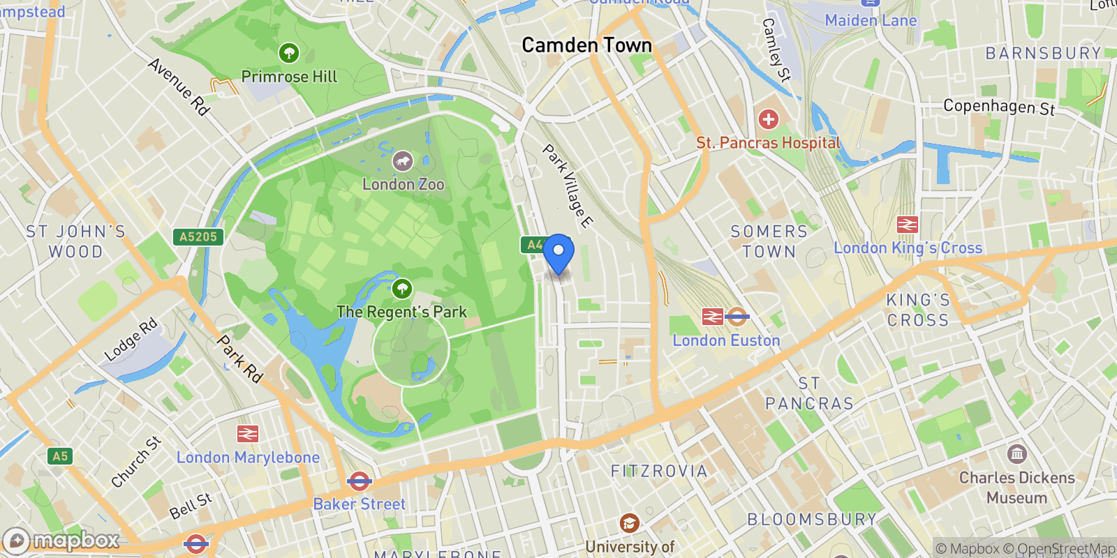Map showing 6 Park Square West, London, England, United Kingdom.