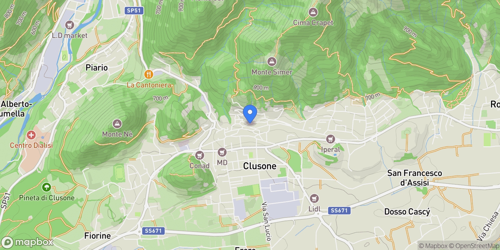Map showing Clusone, Lombardy, Italy.