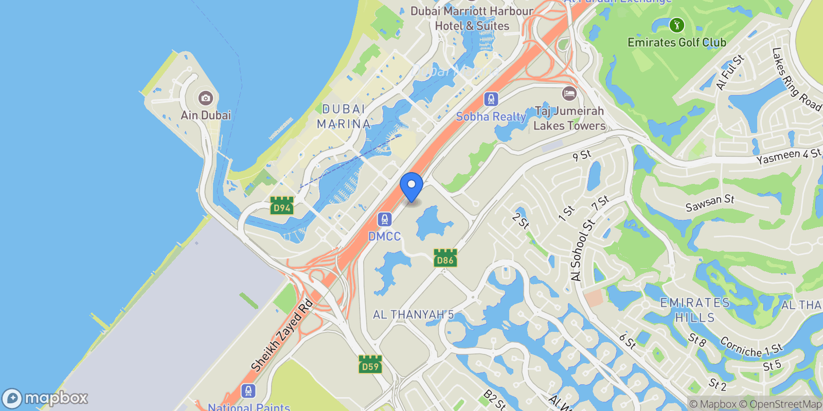 Map showing Islamic Clusters, Jumeirah Islands, Dubai, Dubai, United Arab Emirates.