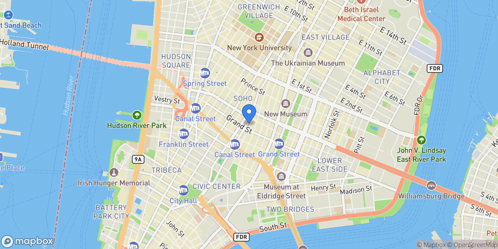 Map showing The Police Building, 240 CENTRE ST, New York, New York, United States.