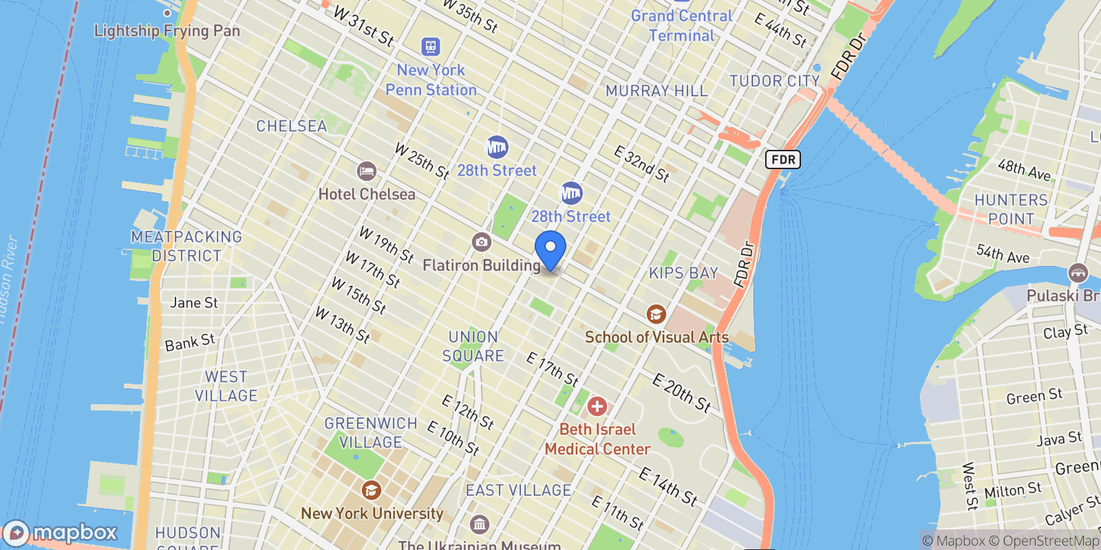Map showing 121 East 22Nd Street, 121 E 22ND ST, New York, New York, United States.