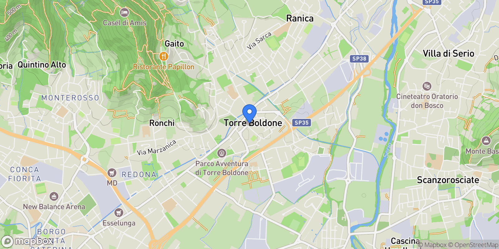 Map showing Torre Boldone, Lombardy, Italy.
