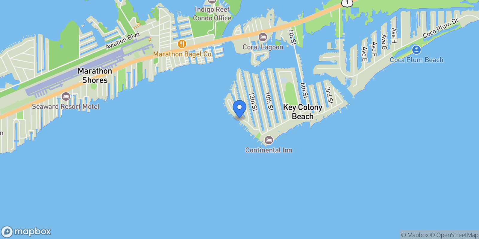 Map showing 1355 Coury Drive, KEY COLONY, FL 33051, Key Colony Beach, Florida, United States.