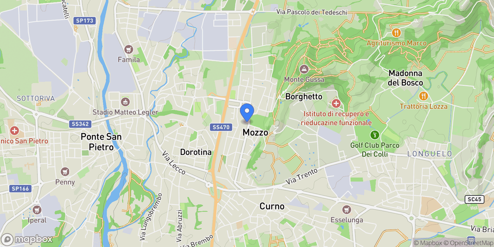 Map showing Mozzo, Lombardy, Italy.