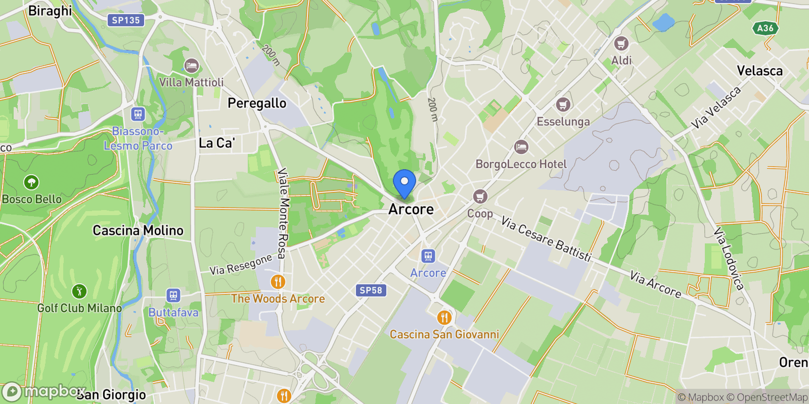 Map showing Via S. Pellico, Arcore, Lombardy, Italy.