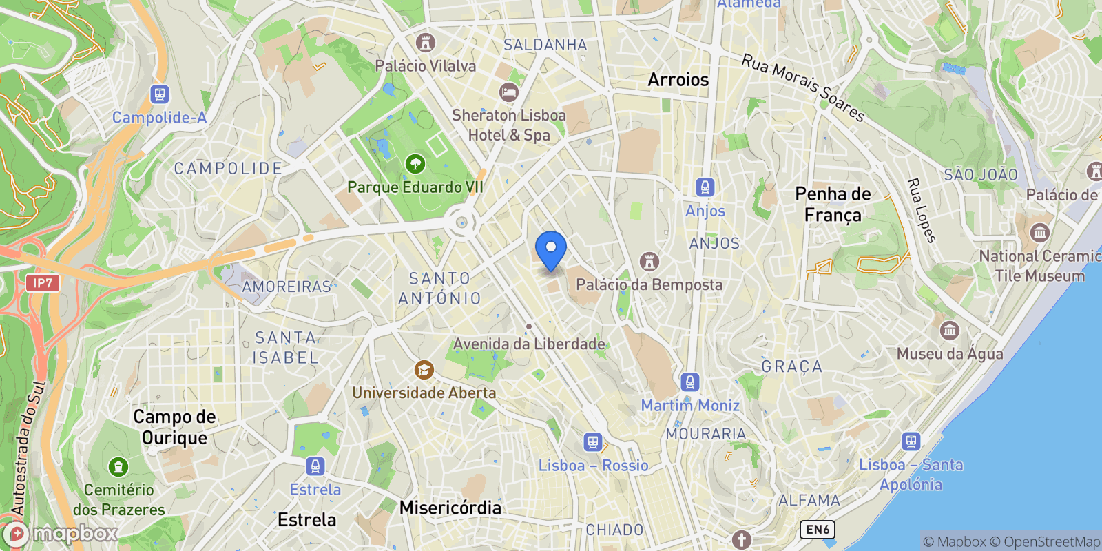 Map showing Coração de Jesus, Lisboa, Santo Antonio, Lisbon, Portugal.