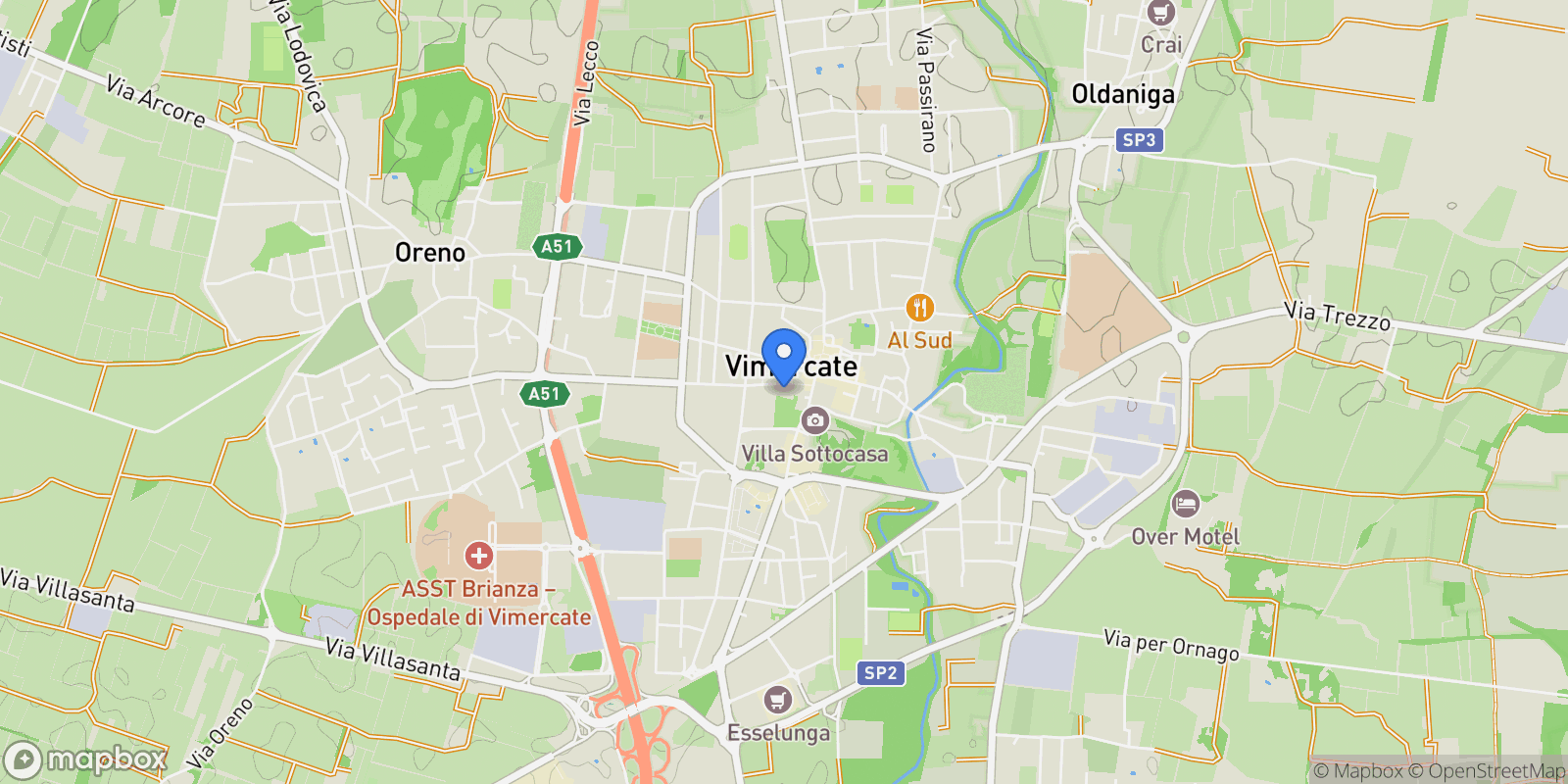 Map showing Via Enrico Fermi, Vimercate, Lombardy, Italy.