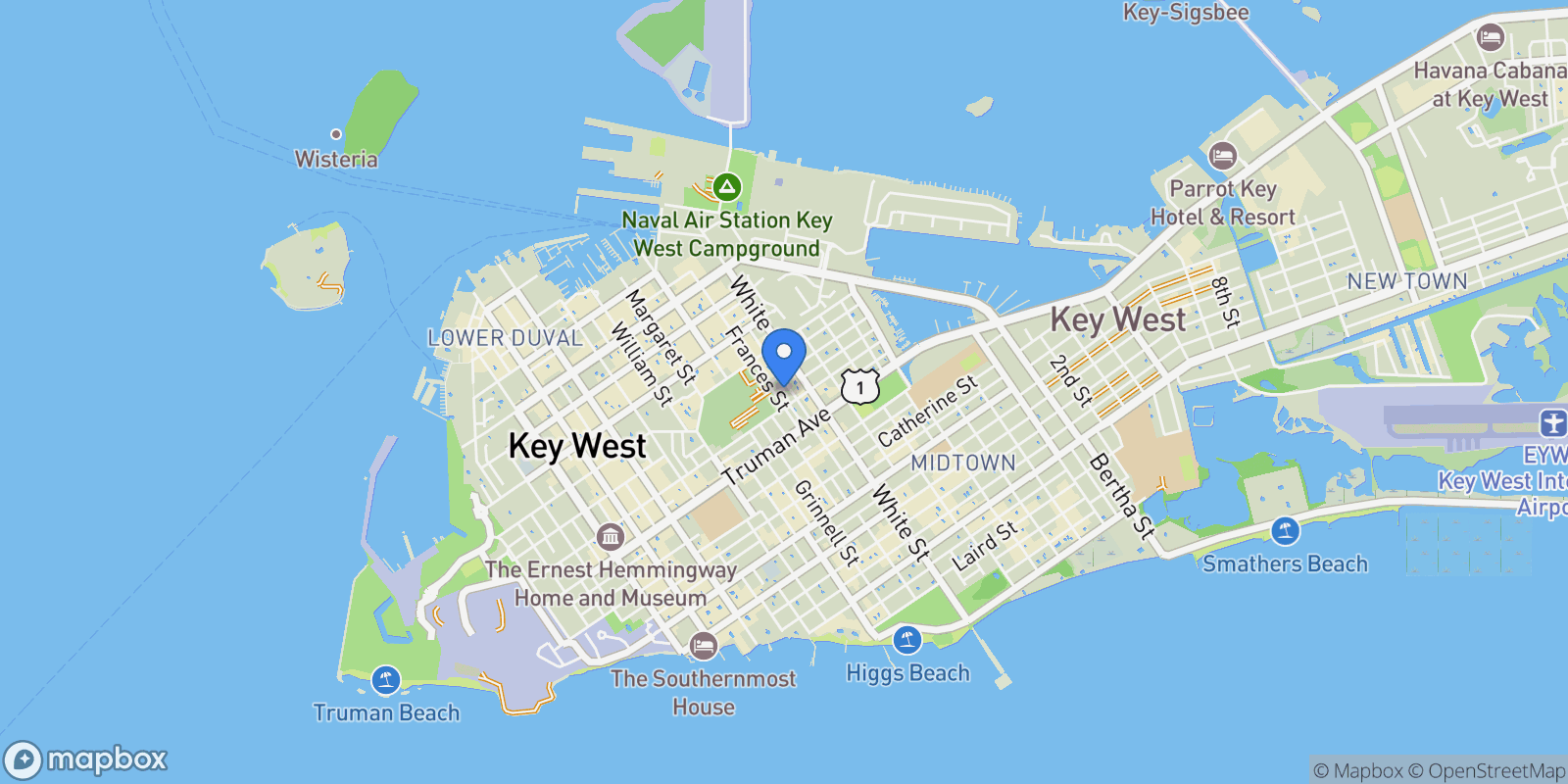 Map showing 814 Ashe Street, KEY WEST, FL 33040, Key West, Florida, United States.