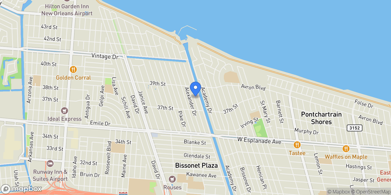 Map showing 4817 Jeannette Drive , Metairie, LA 70003, Metairie, Louisiana, United States.