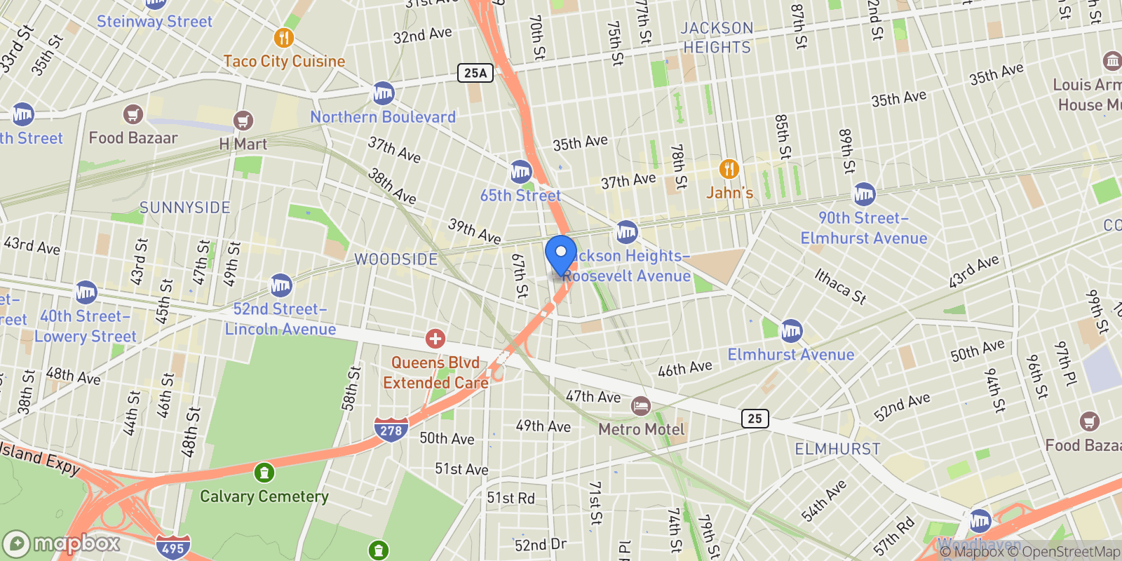 Map showing HORIZON III        , 69-14 41ST AVE, New York, New York, United States.
