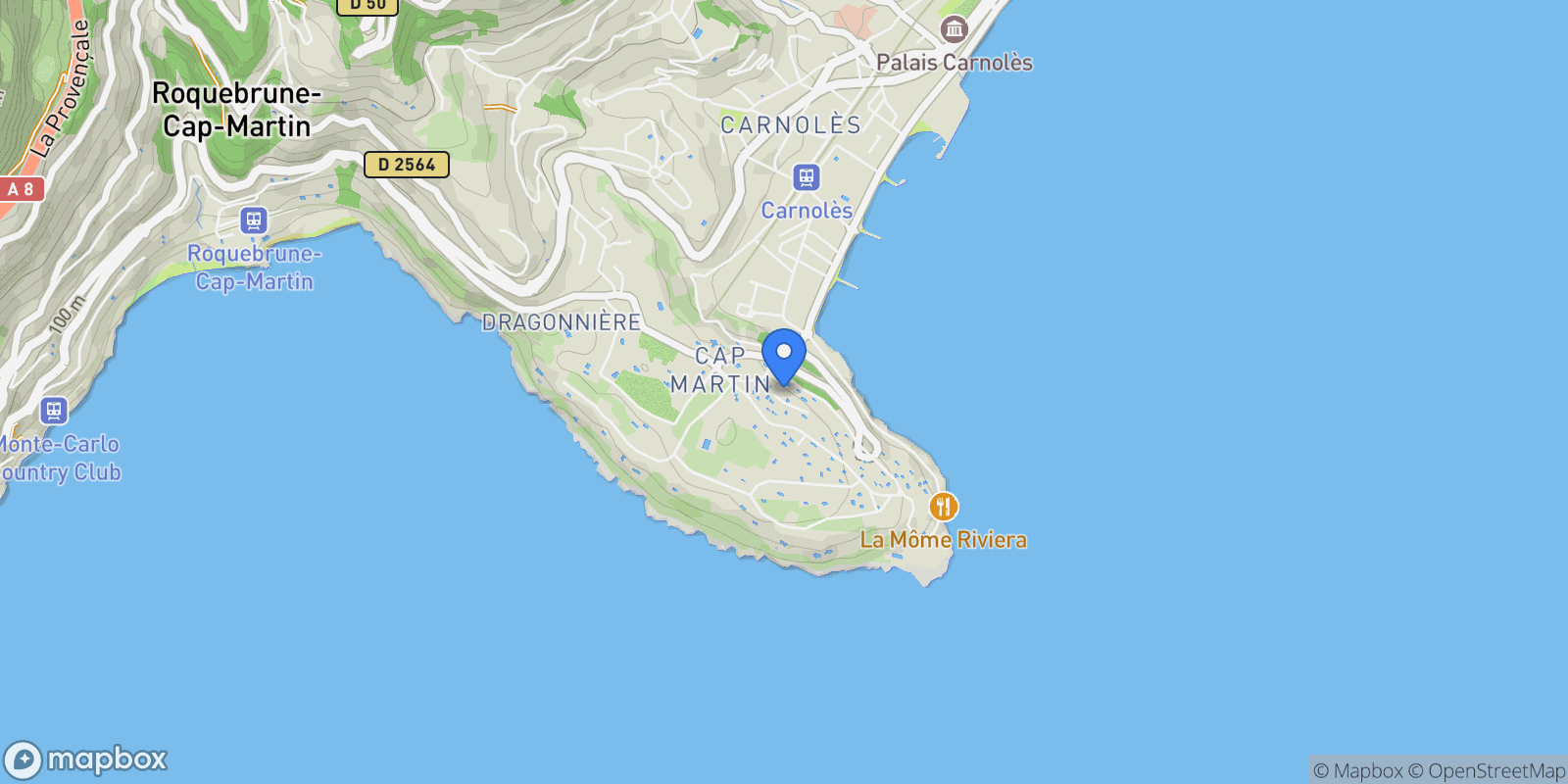 Map showing allee Monte Cristo 7, Roquebrune-Cap-Martin, Provence-Alpes-Côte d'Azur, France.