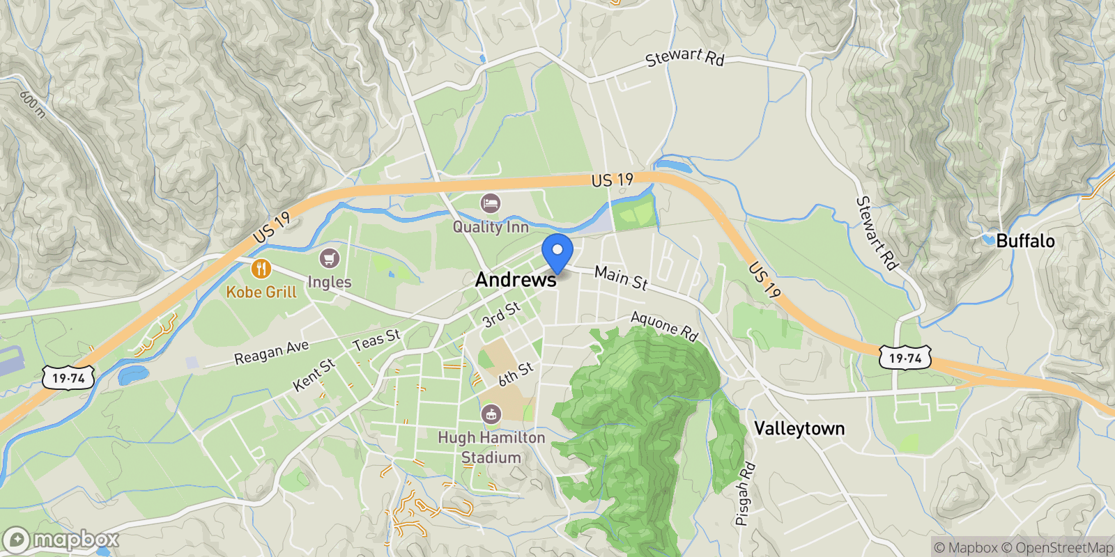 Map showing Andrews, North Carolina, United States.