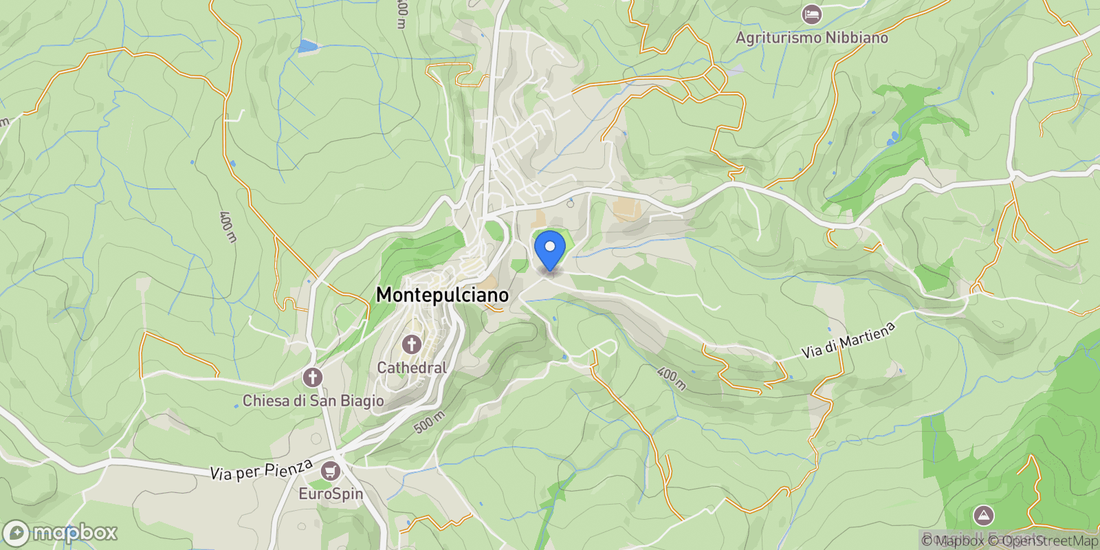 Map showing Via Di Martiena 9, Montepulciano, Tuscany, Italy.