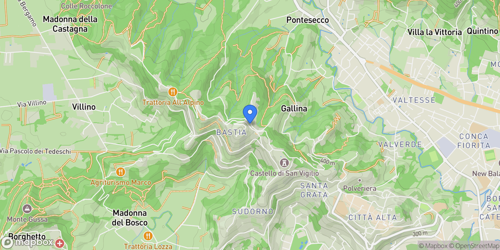 Map showing Via Vetta, Bergamo, Lombardy, Italy.