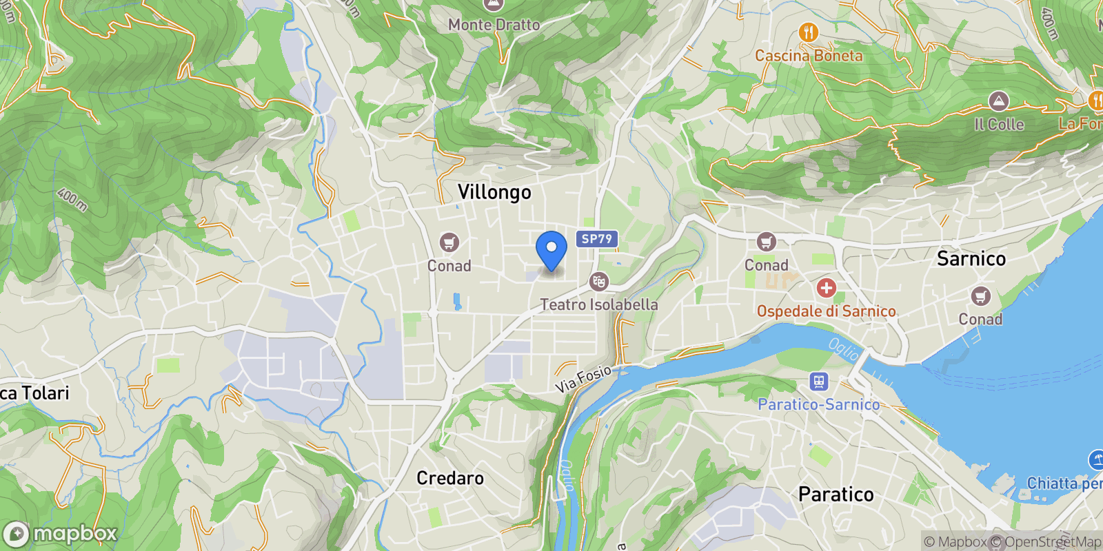 Map showing via Garibaldi 20, Villongo, Lombardy, Italy.