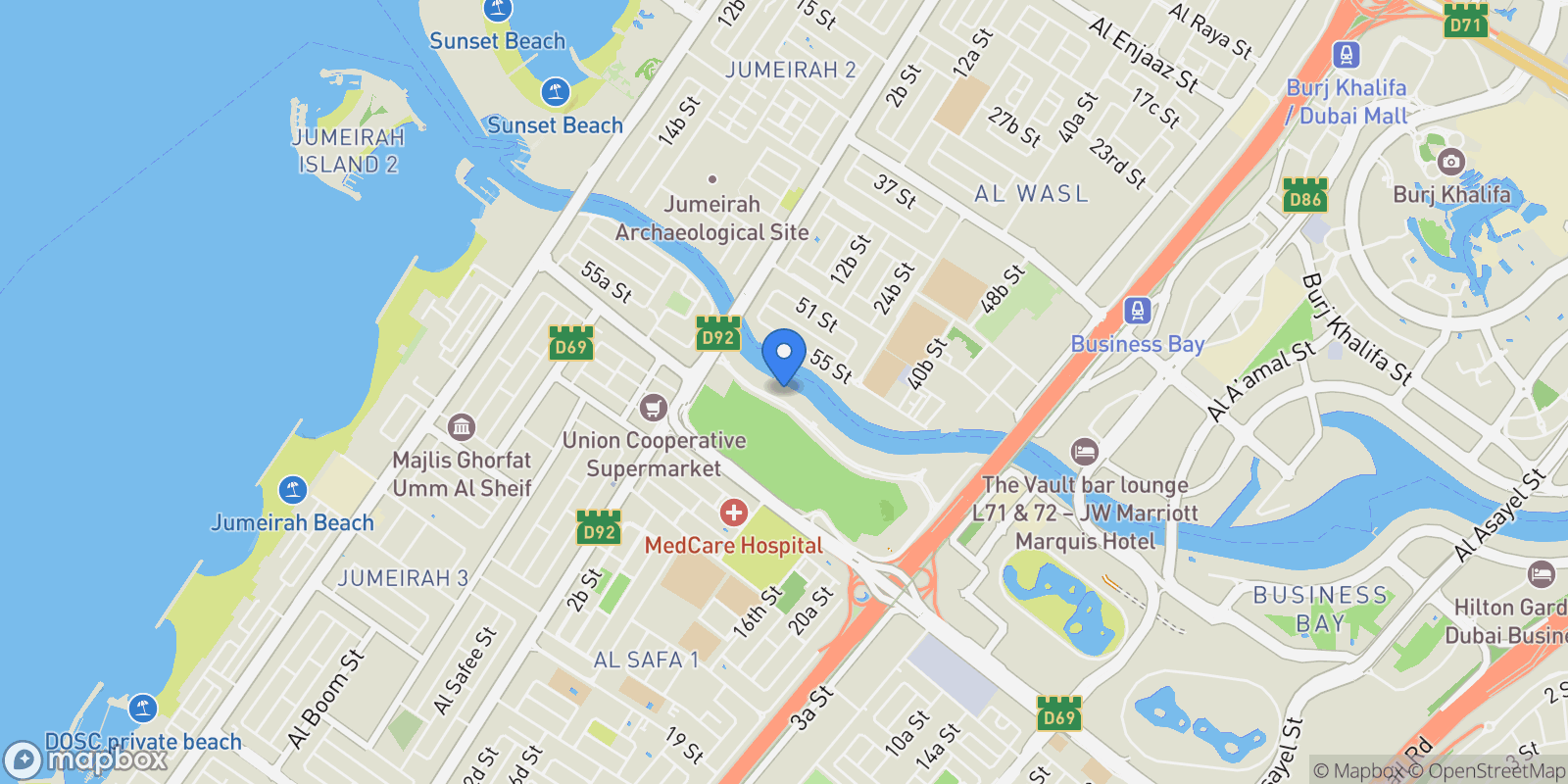 Map showing Dubai, Dubai, United Arab Emirates.
