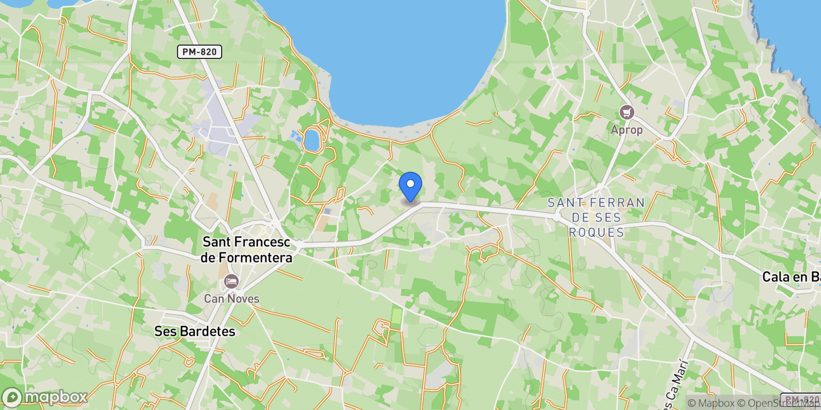 Map showing PC5R+88J Sant Francesc Xavier, Spagna, Formentera, Balearic Islands, Spain.