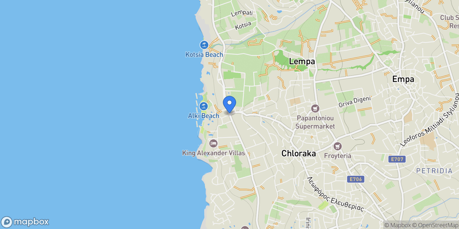 Map showing Chlorakas, Cyprus, Chloraka, Paphos, Cyprus.