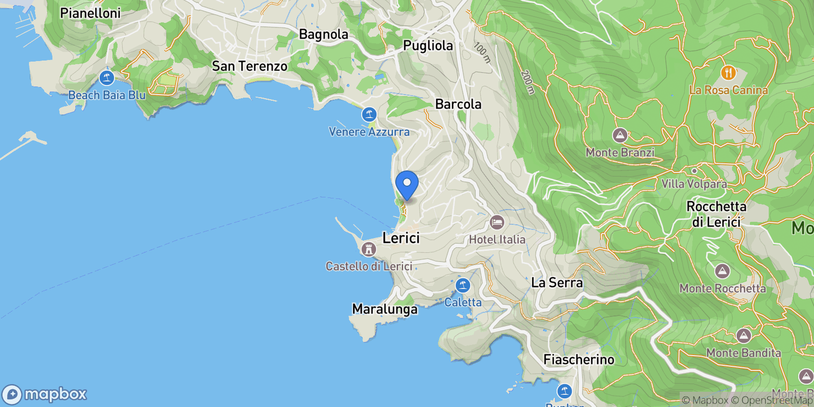 Map showing Via Roma, 47, 19032 Lerici SP, Italy, Lerici, Liguria, Italy.