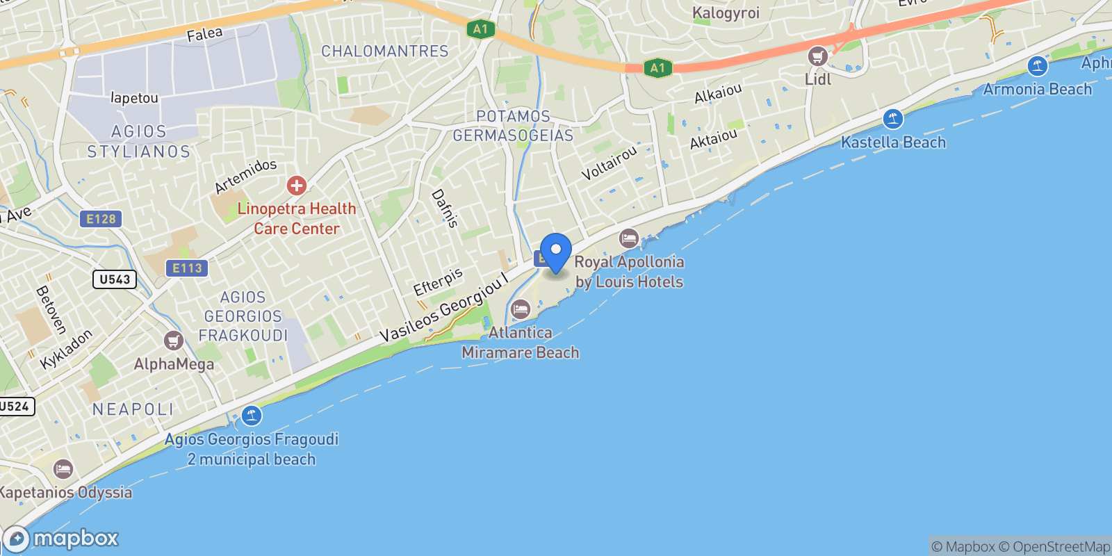 Map showing Germasogeia 4048, Cyprus, Germasogeia, Limassol, Cyprus.