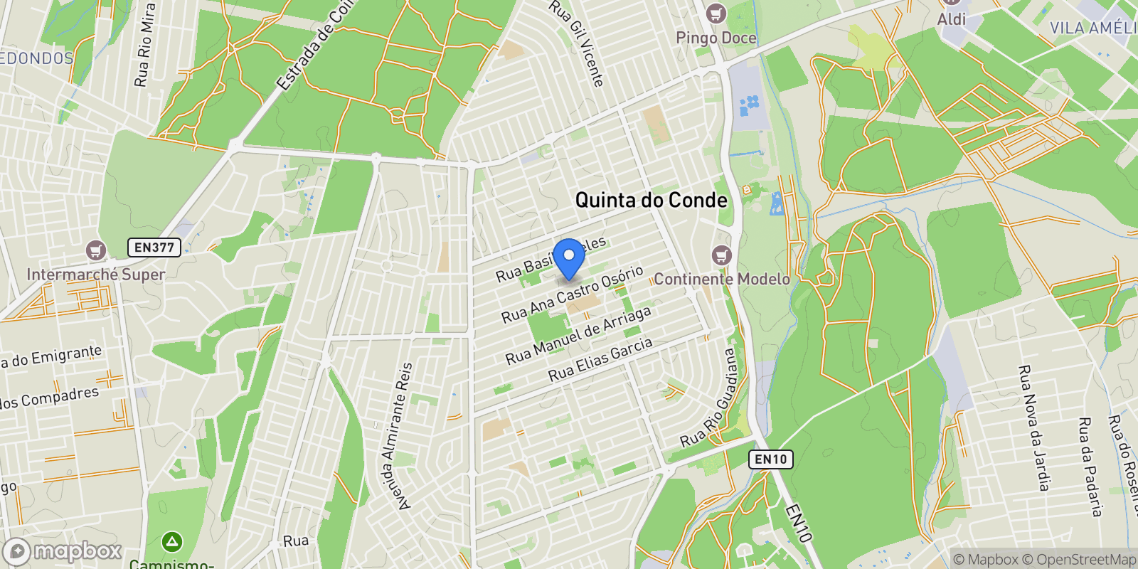 Map showing Rua José Relvas, Quinta do Conde, Portugal, Quinta do Conde, Setubal, Portugal.