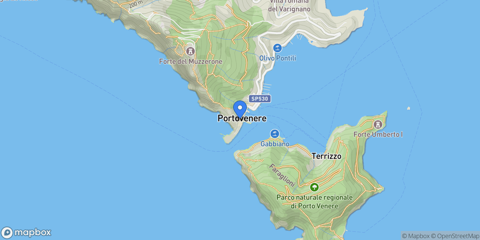Map showing Via Giovanni Capellini, 125, 19025 Portovenere SP, Italy, Porto Venere, Liguria, Italy.