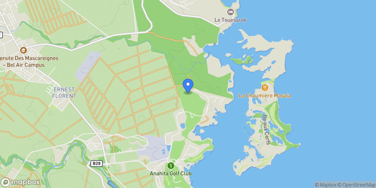 Map showing Beau Champ, Flacq District, Mauritius.