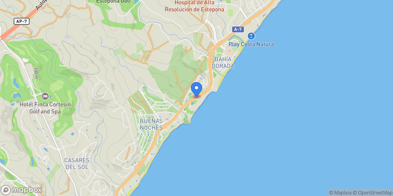 Map showing Estepona, Andalusia, Spain.