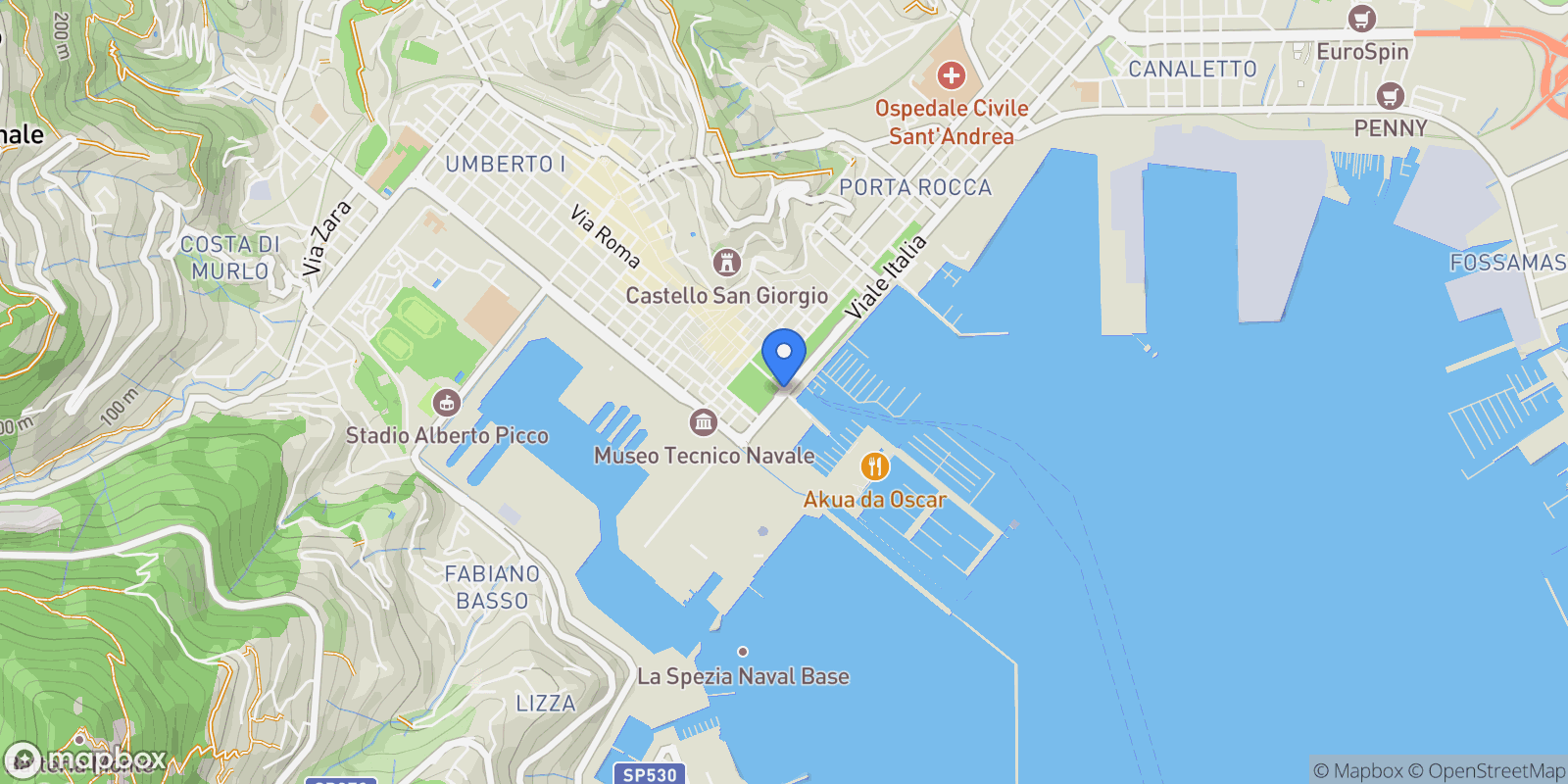 Map showing La Spezia, SP, Italy, La Spezia, Liguria, Italy.