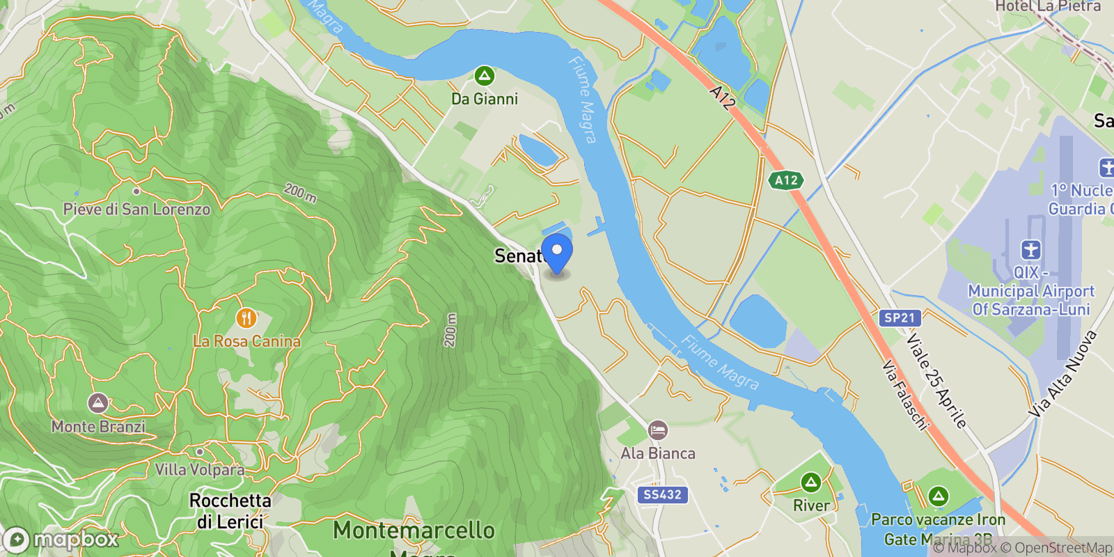 Map showing Località Senato, 19032 Lerici SP, Italy, Senato, Liguria, Italy.