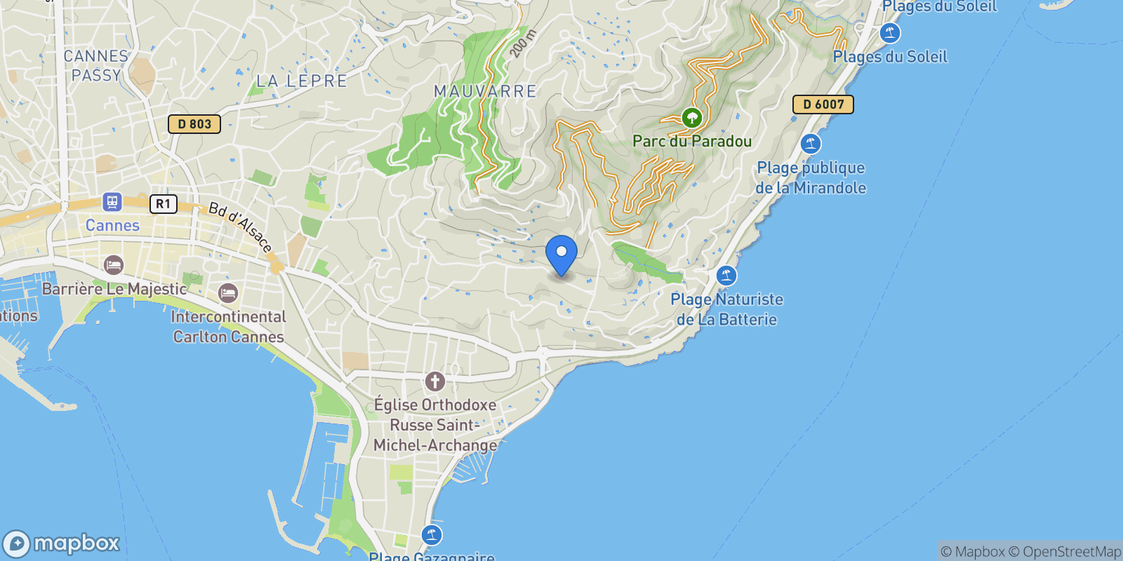 Map showing 52 Avenue du Roi Albert 1er, Cannes, Provence-Alpes-Côte d'Azur, France.