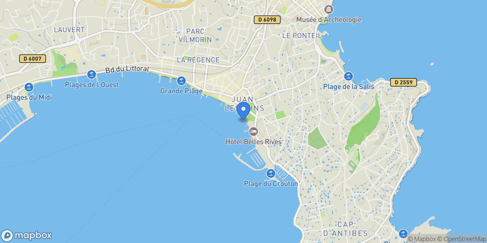 Map showing Antibes, Provence-Alpes-Côte d'Azur, France.