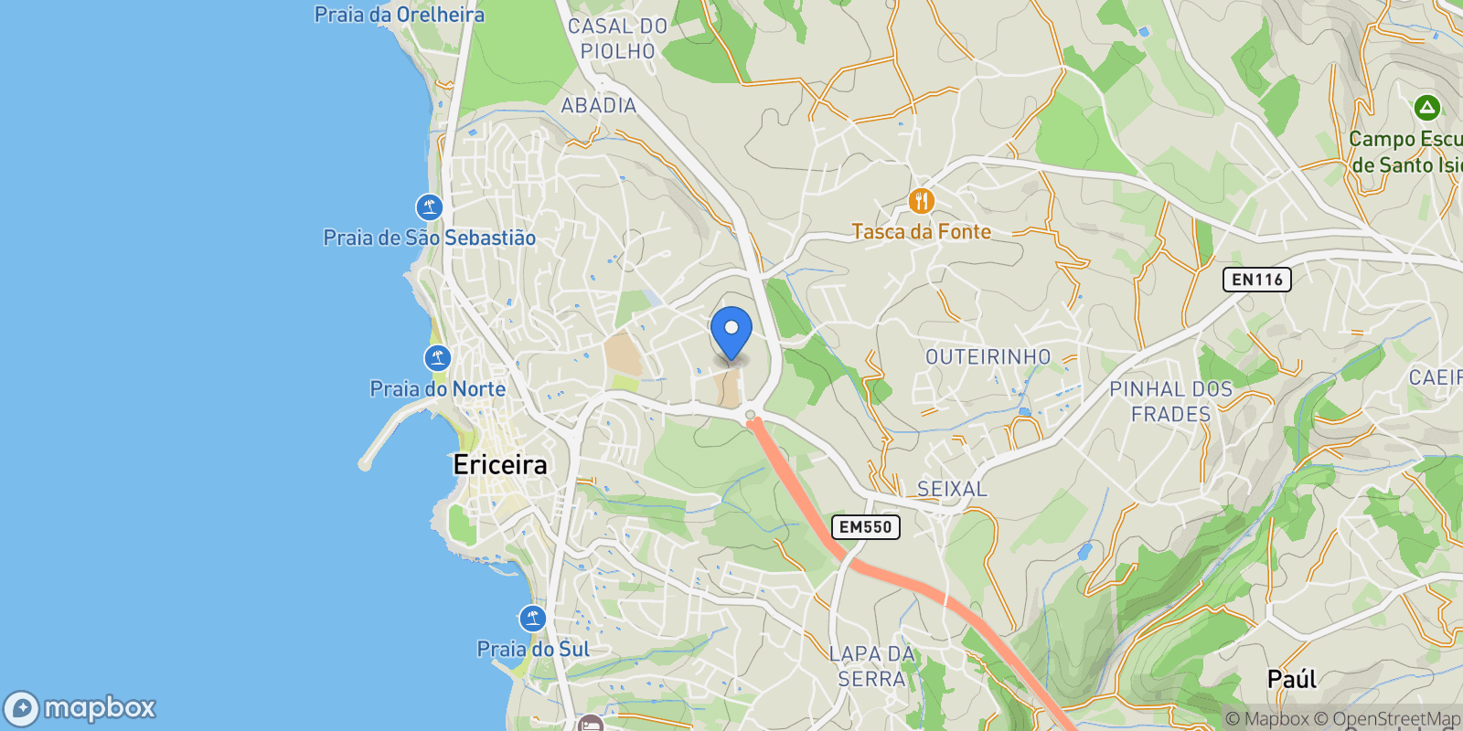 Map showing 2655-006 Ericeira, Portugal, Ericeira, Lisbon, Portugal.