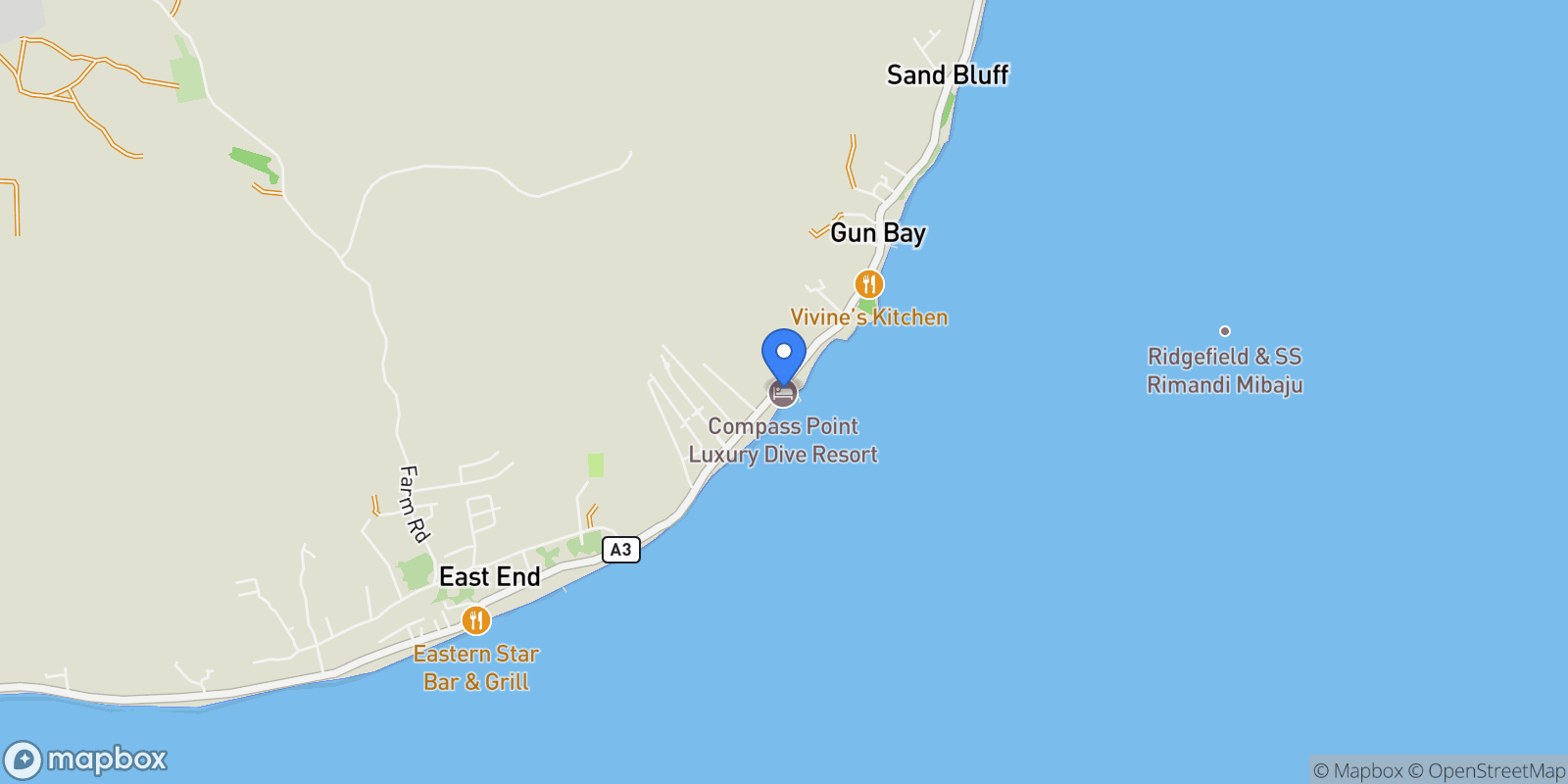 Map showing Austin Conolly Drive, Compass Point 318, East End, 03~, Gun Bay, East End, Cayman Islands.