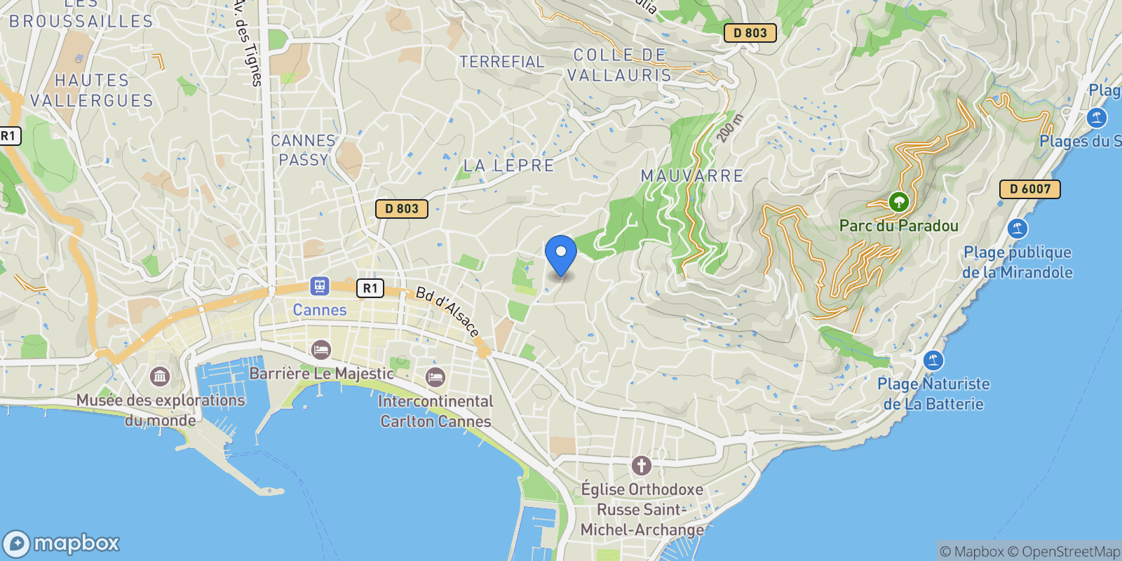 Map showing 24 chemin beauséjour, Cannes, Provence-Alpes-Côte d'Azur, France.